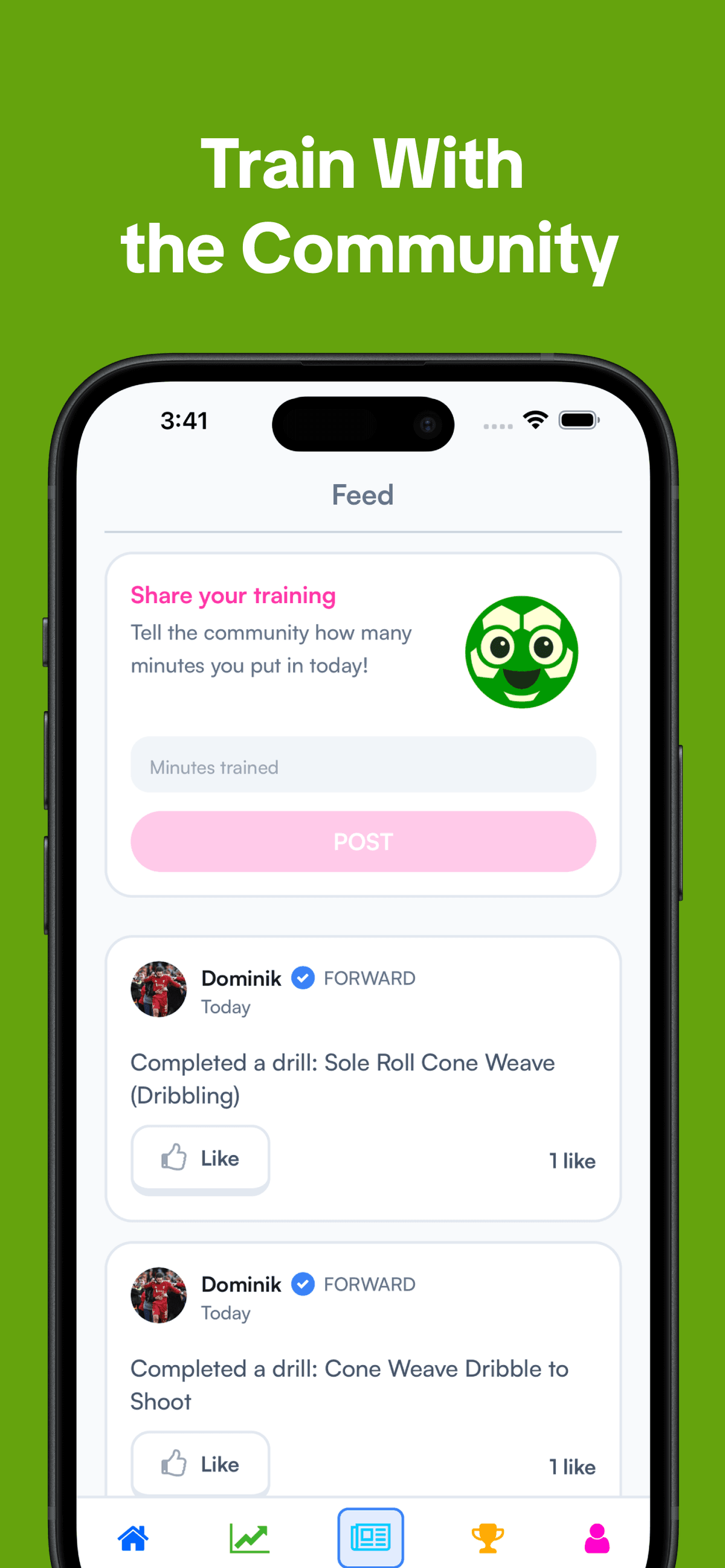 Progress tracking dashboard for soccer training sessions